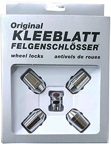KLEEBLATT Felgenschloss M12x1,5 Kegelbund 60° kompatibel mit Ford Hyundai Kia 4er-Set 4x silberne Felgenschlösser Felgenschloss-Muttern Felgensicherung Radsicherungsmuttern Radsicherung TYP 910