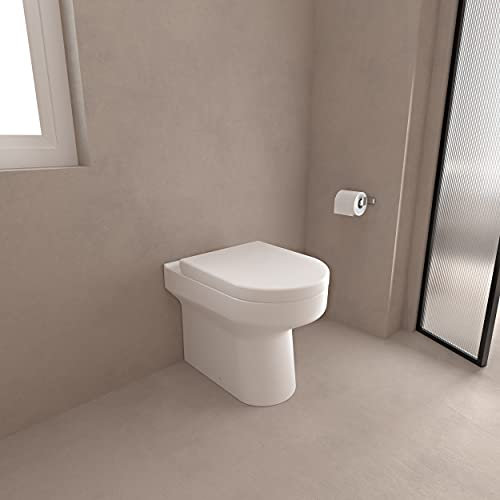 Round Toilet Back to Wall BTW Pan with Soft Close Seat Bathroom WC