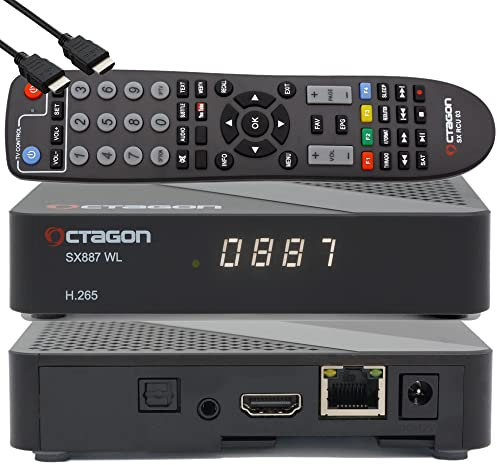 OCTAGON SX887 HD WL H.265 IP HEVC Smart Set-Top TV Box - Player, FTA Mediathek, DLNA, YouTube, Web-Radio, iOS & Android App, USB für Externe Festplatte, gratis EasyMouse HDMI-Kabel, 150Mbit WiFi