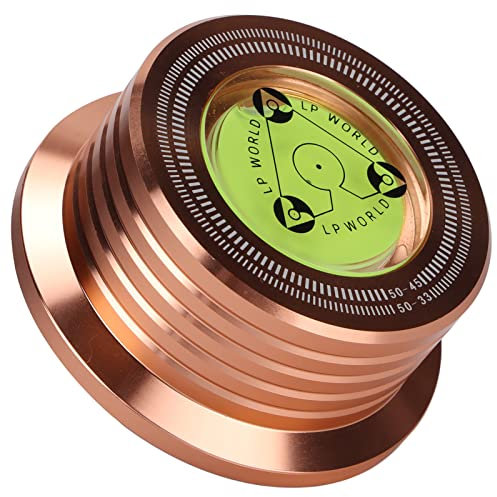 ciciglow Metal record weight, turntable disc stabilizer, aluminum disc stabilizer, with spirit level, to eliminate vibrations, for LP vinyl record players(Rose gold)