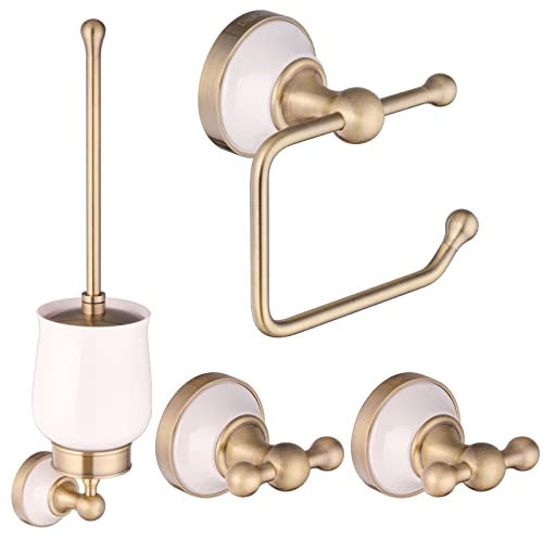 PaulGurkes Bad-Accessoires Set Nostalgie Retro Keramik Bronze Messing Set