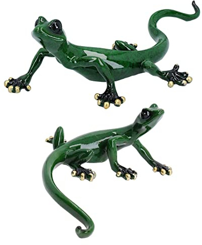 AB Tools Ensemble complet de sculpture murale en résine en forme de lézard gecko vert