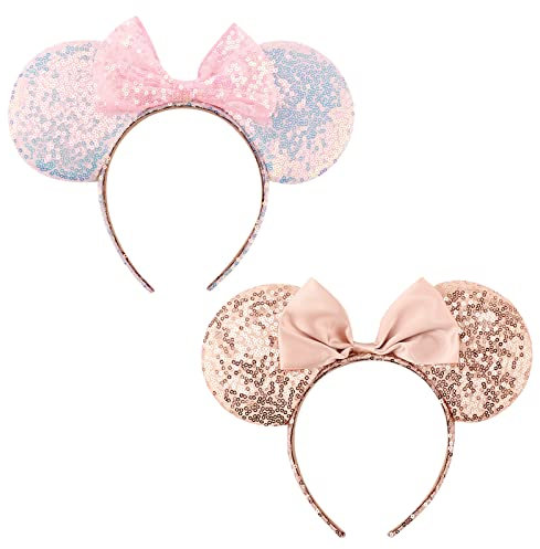 DRESHOW Mausohren Schleife Stirnbänder Glitzer Party Dekoration Cosplay Kostüm für Mädchen & Damen