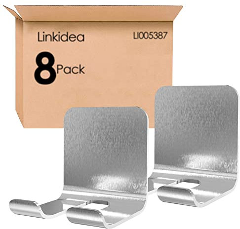 Linkidea 8 Stück Wandhalterung, Duschrasierer-Halter, Großpackung, selbstklebende Rasierhaken, Edelstahl-Aufhänger, kompatibel mit Vikings, Merkur Doppelkanten-Sicherheitsrasierer (Silber)
