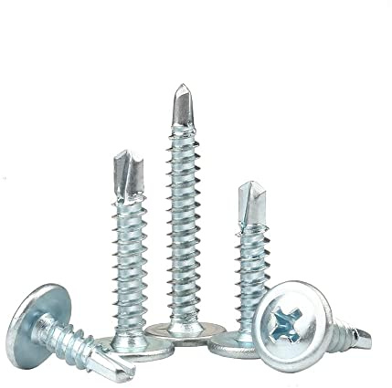 100pcs 4.2 * 19mm Self Tapping Screw Cross Wafer Head Drill Tail Self Drilling Screws Wood Screws for 19mm Blue White Zinc