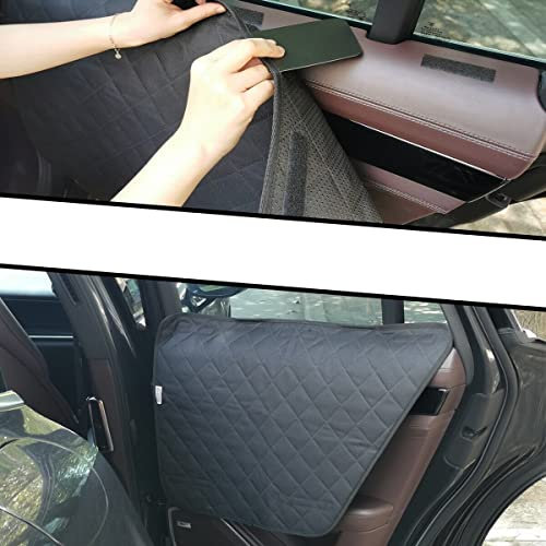 rhinos autostyling compatible with TESLA MODEL 3 - Quilted Heavy Duty Waterproof Protector Anti-Scratch Side Barrier Guard Kids Dog Cat Pet Car Interior Door Covers Pair