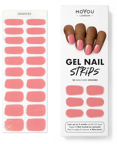 MOYOU LONDON Semi Cured Gel Nail Strips - 20 Pcs. Nail Wraps for Salon-Quality Manicure - Works with Any UV Lamp - Easy to Apply, Trim, & Remove Gel Stickers