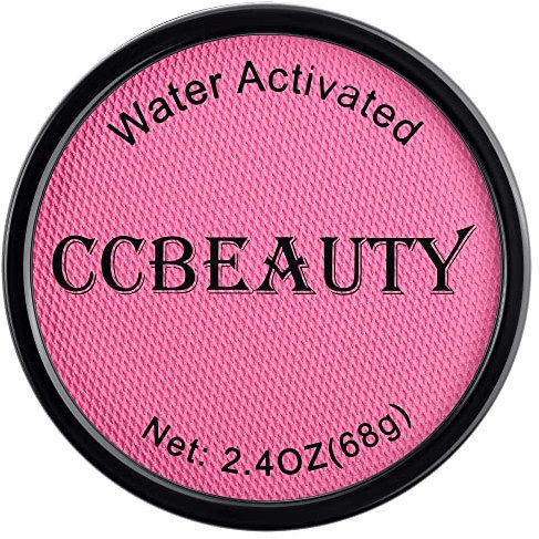CCbeauty Pink Face Body Paint(68g),Water Activated Face Painting Kit,Non Toxic SFX Makeup For Barbiecore Unicorn Halloween Costume Cosplay,Professional Water Based Body Paint Foundation For Adult Kids