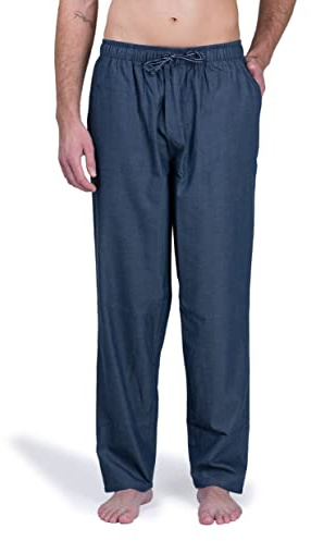 Moonline Herren Freizeithose lang 100% Baumwolle | Schlafhose aus weicher Webbaumwolle, atmungsaktiv, elastischer Tunnelzugbund, drei praktische Seitentaschen, bequem