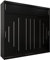 Kryspol Schwebetürenschrank York 250 cm Kleiderschrank mit Kleiderstange und Einlegeboden Schlafzimmer- Wohnzimmerschrank Schiebetüren Modern Design (Schwarz mit Erweiterung)