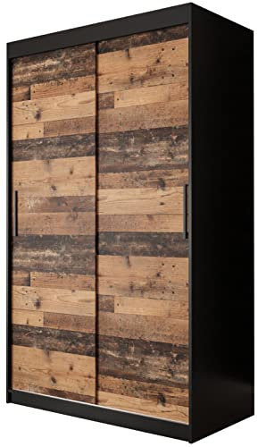 KRYSPOL Schiebetürenschrank Old Style T 120 cm Kleiderschrank Einlegeboden Schlafzimmer- Wohnzimmerschrank Schiebetüren Modern Design (Schubladen: 0)