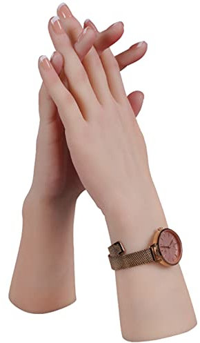 EQAIWUJIE Silikon Hand Lifesize Female Mannequin Hand Display Jewerly Display Art Sketch mit Nagel (Rechte Hand, Elfenbein)