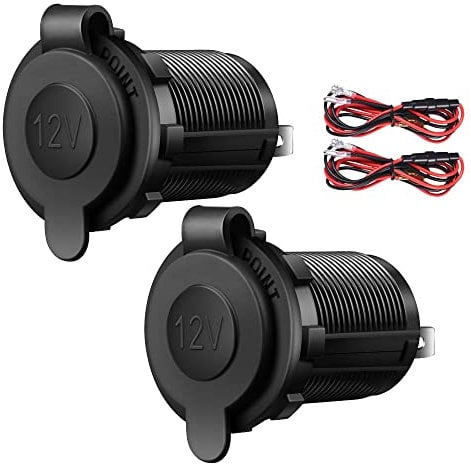 Cigarette Lighter Socket, 2 Pcs Waterproof Marine Grade 12V/24V DC lighter socket plug Outlet for Boat Motorbike Car