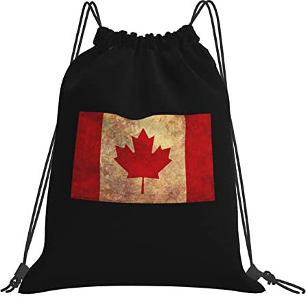 IUBBKI Flagge von Kanada Rucksack mit Kordelzug, schwarz, Sporttasche, Sporttasche, Sackpack für Männer, Frauen, Kinder