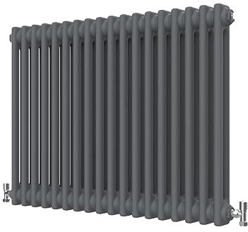 Radbliss Horizontal Traditional 2 Column Radiator 600x830mm Anthracite Matt Grey Cast Iron Style Design RAD Central Heating