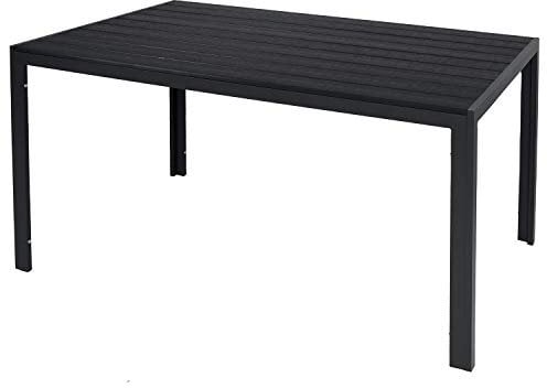 Mojawo Aluminium Gartentisch anthrazit/schwarz Esstisch Gartenmöbel Tischplatte aus WPC Holzimitat wetterfest 125x70x74cm