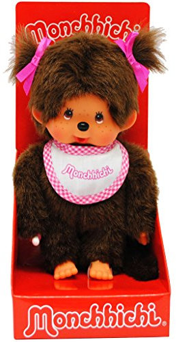 alles-meine.de GmbH Monchhichi - Mädchen - Lätzchen - ROSA/pink - 2 Zöpfe im Haar - 20 cm - Bekleidung ausziehbar - Plüschtier/Kuscheltier - Monchichi - Sportlich - groß ..