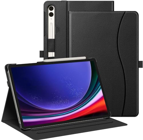 FINTIE Case for Samsung Galaxy Tab S10 Plus 2024/S9 Plus 2023 12.4 Inch, Multi-Angle Viewing Protective Cover with Pocket, Auto Sleep/Wake, Black