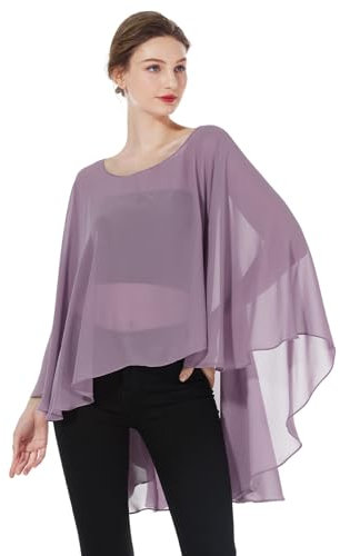 BEAUTELICATE Damen Stola Schal Chiffon Umhang Cape Elegant Für Hochzeit Brautkleid Abendkleid Festlich Ballkleid Strandkleid (Kurzer Stil - Mauve, Einheitsgröße)