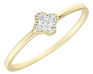 Luigi Merano Ring Oberteil Blüte, Mit Funkelnden Brillanten, Gold 585 Gold, 50 585 Gelbgold