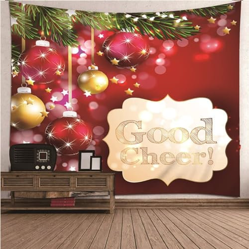 Aotiwe Wandtücher Groß, Wandteppich Lustig Weihnachtsdeko Kugeln Gute Laune Rot Wandteppich aus Polyester Wohnzimmer Wanddeko 350x256cm