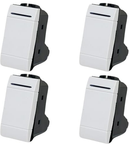 4 Pezzi Interruttore Unipolare 1P 16A 250V Compatibile Con Bticino Living Bianco (Interruttore Unipolare 1004, 4)