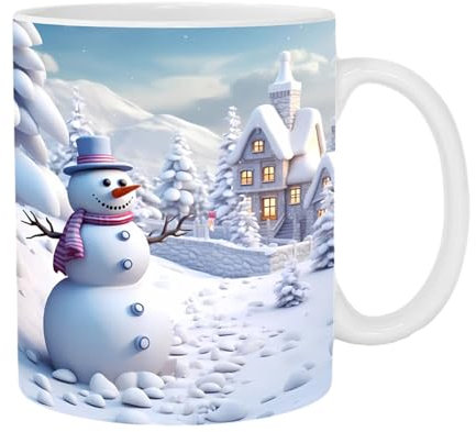 Weihnachtstasse | Keramik Kaffeetasse | Neuartige Kaffeebecher mit flachem Weihnachts Muster | Langlebige Milchbecher, Teetassen, Hoom Deko, Freunde