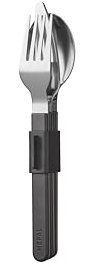 Mepal – Besteckset 3-teilig Silueta – Spülmaschinenfest – Geschirr – Messer, Gabel und Löffel inklusive Halter – Nordic black