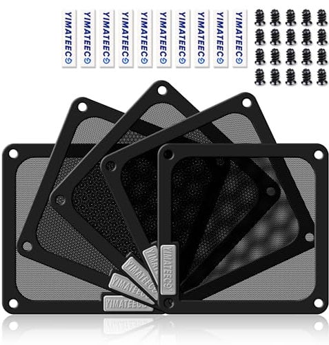 YIMATEECO 140mm PC Dust Filter for Computer Cooler/PSU/Routers PVC 50 Mesh, Magnetic Dust Mesh Computer Fan Filter Grills with Screws Dustproof Case Cover (PVC V4.0, 140 * 140mm, 5pcs, Black)