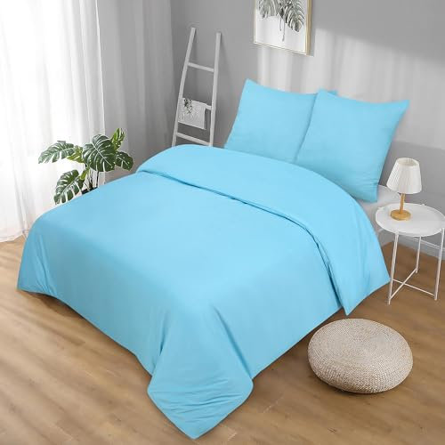 Softex Royal Bettwäsche 220x240 cm – 3-teiliges Set – 100% Baumwolle – YKK Reißverschluss – Oeko-TEX Zertifiziert – hautfreundlich – 60° waschbar – hellblau