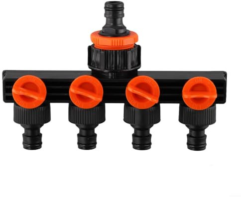 4-Wege-Schlauchverteiler, Gartenschlauch-Verteiler mit 4 Ventilen, Outdoor-Schlauchverteiler, 1,9 cm, 1,27 cm, 2,5 cm, Messingschlauch, Wasserhahn-Verteiler, passend für alle Gartenschläuche