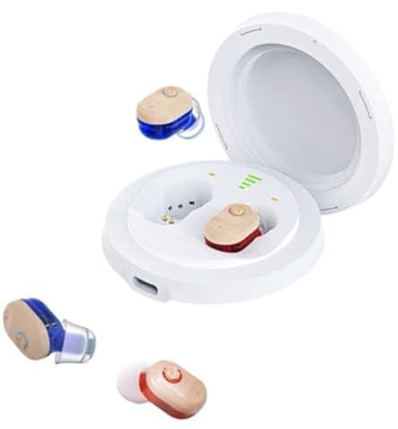 Hearing Aids for Seniors Adults with Noise Cancelling, Recyle Charging Dryer Case, 1 Week Backup Power, Pair,