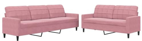 vidaXL 2-TLG. Sofagarnitur mit Kissen Rosa Samt
