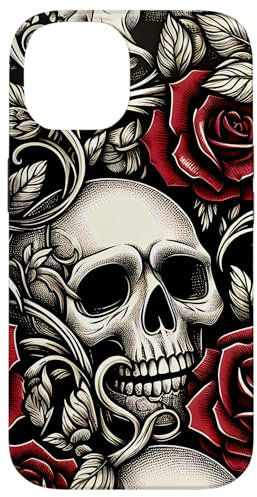 iPhone 14 Skulls and Roses Gothic Floral Case