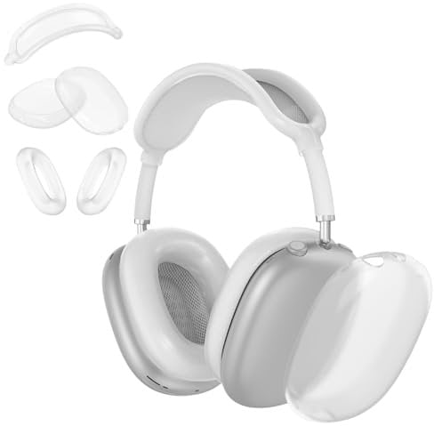 3 in 1 Silicone Case Cover for AirPods Max Headphones, Anti-Scratch Ear Pad Case Cover/Ear Cups Cover/Headband Cover for AirPods Max (white)