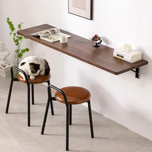 WLCNYL Klappbarer Wandschreibtisch mit Hocker, schwebender Wäscheklapptisch, klappbarer Wandschreibtisch aus Holz mit Klappblatt, kleine herunterklappbare Werkbank zur Wandmontage, für Küche, Wasch