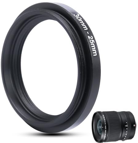Metall Step-Down Ring Filter Adapter - 30mm auf 25mm - Metallring Step-Down Adapter für Filter, kompatibel mit Allen 25mm UV, CPL, ND-Filtern, Objektivhauben, gewindegedrehten Objektiven usw