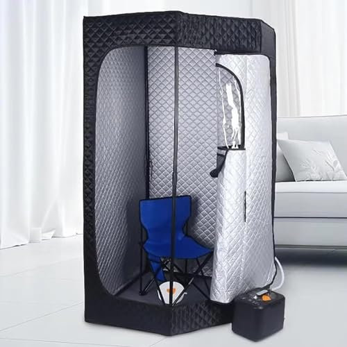 CFDZCP Full Body Portable Steam Sauna Tent Cabin For Home, 1 Or 2 Person Foldable Sauna, Indoor Sauna Tent For Relaxation With 4L 1000W Steam Generator,Black
