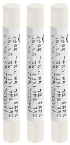 sourcing map Furniture Repair Crayons, 3Pcs - Wood Wax Filler Stick, Furniture Markers Touch Up - for Scratches Holes Tables Desks Wooden Floors Cover Ups, White Cherry