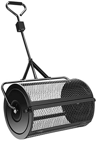 Streuer für Rasen und Garten, 24 Zoll, robustes Streugerät mit Metallgitter, zum Schieben/Schleppen, Kompost, Torfmoos, Mutterboden, Mulch, Garten- und Rasenpflege – Korbsieb zum Gehen und Schieben