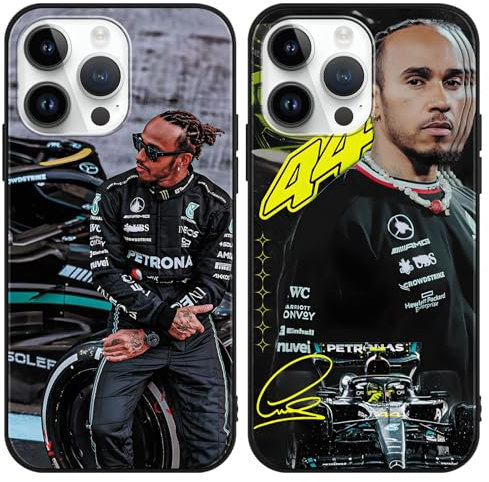 TBNMBGY 2 Stück Handyhülle für iPhone 13 iPhone 14 Hülle 6.1, TPU Weich Ultra Dünn Silikon Schwarz Schutzhülle mit Rennfahrer F1 Formel1 Muster Ästhetik Design Bumper Case,Auto