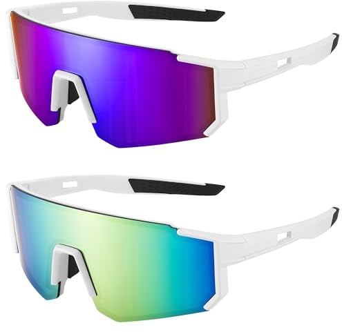 2Stk Schnelle Brille, UV400 Schutz Sport Sonnenbrille für Herren & Damen | 2 Farben, Leichtgewicht 30g, Polarisiert Fahrradbrille für Outdoor Fahrrad Angeln Wandern Bergklettern