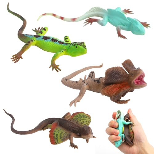 4 Piezas Modelo De Lagarto De Juguete,Animales De Lagarto Realistas,Lagartos Simulados,Lagarto Artificial Juguete,Juguetes De Reptiles,Accesorios De Broma,Educación Infantil De Simulación para Fiestas