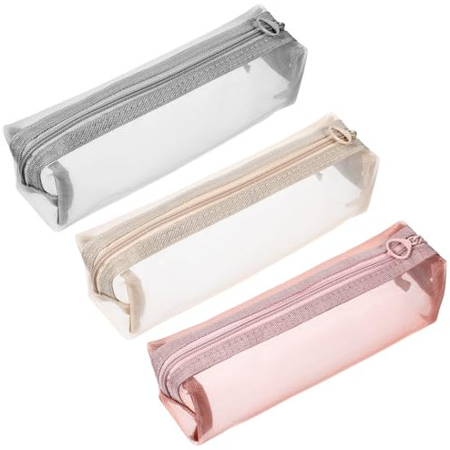 TIESOME 3 Stück Netztasche Für Make Up Pinsel, Stifte Mäppchen Klein Ästhetische Nylon Netz Reißverschlusstaschen Tragbare Mehrfarbige Kosmetiktasche Für Reisen Zuhause Büro Zubehör Organizer