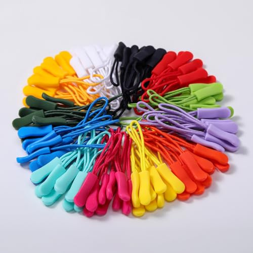 Janinka 120 Pcs Zipper Pulls Replacement Zipper Tabs, Colorful