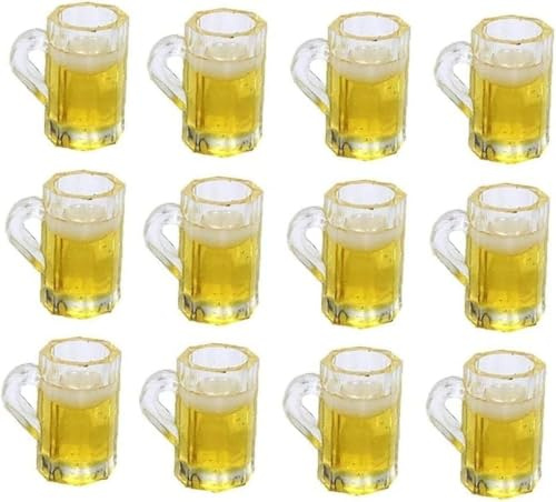12 Pcs Beer Cup, Dollhouse Mug Model Miniature Cups for Miniature Dollhouse Accessories with Realistic Looking Beer Practical Processed Party Decor Accessories