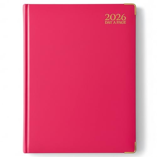 G4GADGET A5-Terminplaner 2026, ein Tag pro Seite, Rosa, vergoldete Kanten, fester Einband