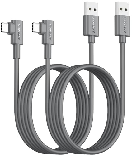 SUNGUY USB C 90 Grad Kabel, [2Stück 2m] 3A USB 2.0 Typ C Schnellladeund Synchronisierungskabel Kompatibel mit Galaxy S20 S10 S9 S8 Plus S10E, A10e A20 A50 A51 A71, Note 20 10, Moto G7 G8 - Grau