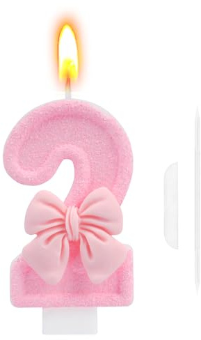 Geburtstagskerzen Zahlen 2, Kerze 2 Geburtstag Tortendeko, 3D Rosa Schmetterling Geburtstagskerze 2, Zahl Kerzen Kuchen Topper für Geburtstagsdeko KuchenDekoration(2 Number)