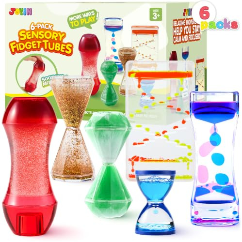 JOYIN - 6 Tubes Sensoriels Anti-Stress pour Enfants (dont Autistes), Bouteilles d'Eau Apaisantes, Idéal pour Fêtes, Salles de Classe (Coin Calme) et Soulagement du Stress